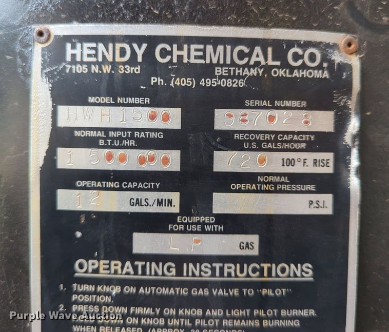 image for item LY9417 (2) Hendy HWH1500 steam pressure heaters