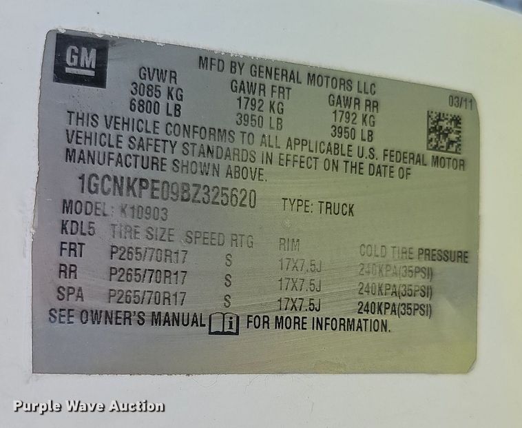 image for item MD9894 2011  Chevrolet Silverado 1500  pickup truck