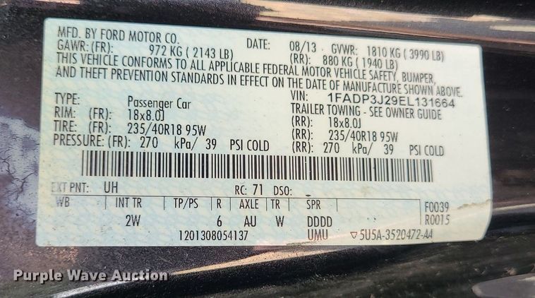 image for item MJ9357 2014 Ford Focus