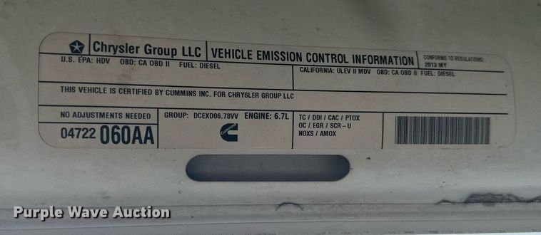 image for item MQ9395 2013 Dodge Ram 2500  Crew Cab pickup truck