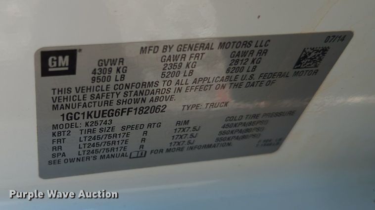 image for item MX9385 2015 Chevrolet Silverado 2500HD  Crew Cab pickup truck