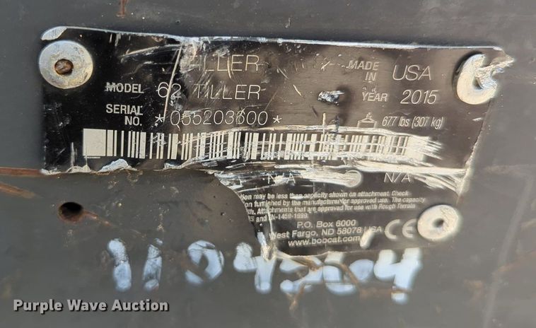 image for item MX9396 2015 Bobcat  skid steer tiller