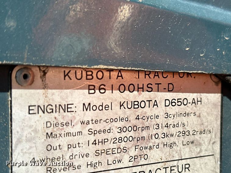 image for item NF9158 Kubota B6100 HST-D  MFWD tractor