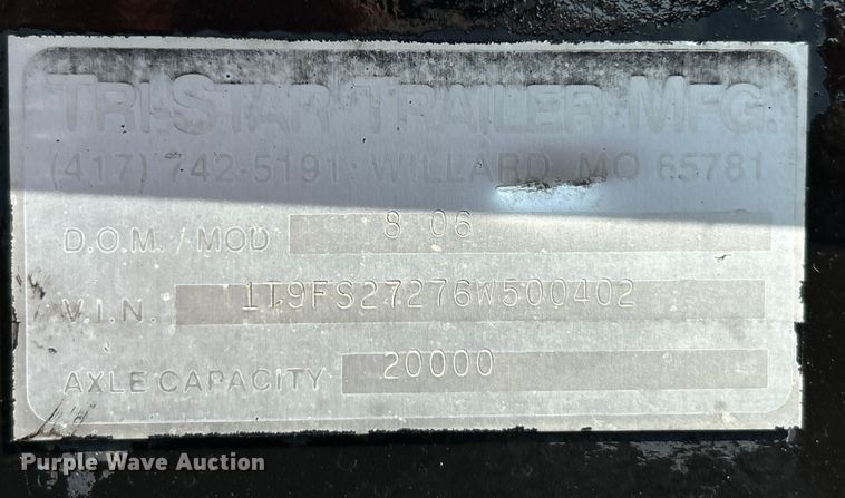 image for item NL9619 2006 Tri-Star  equipment trailer