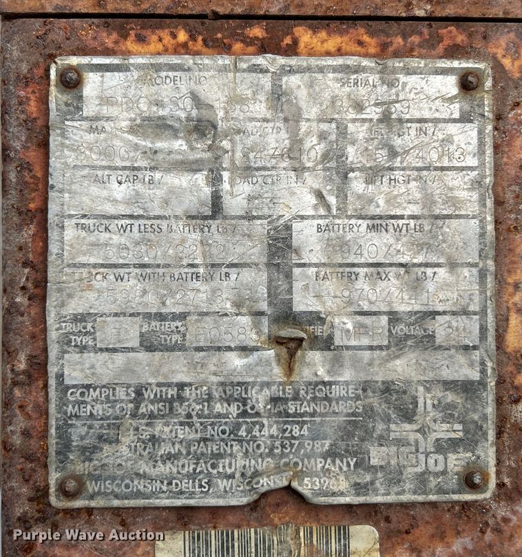 image for item NL9621 Big Joe PDC 30-158  forklift