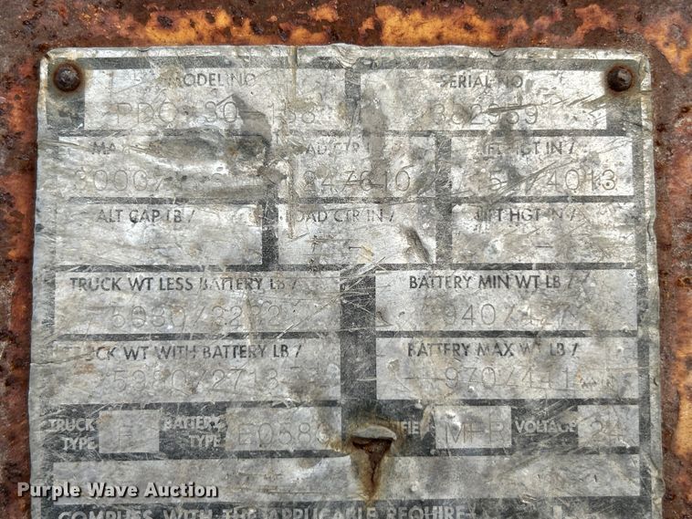 image for item NL9621 Big Joe PDC 30-158  forklift