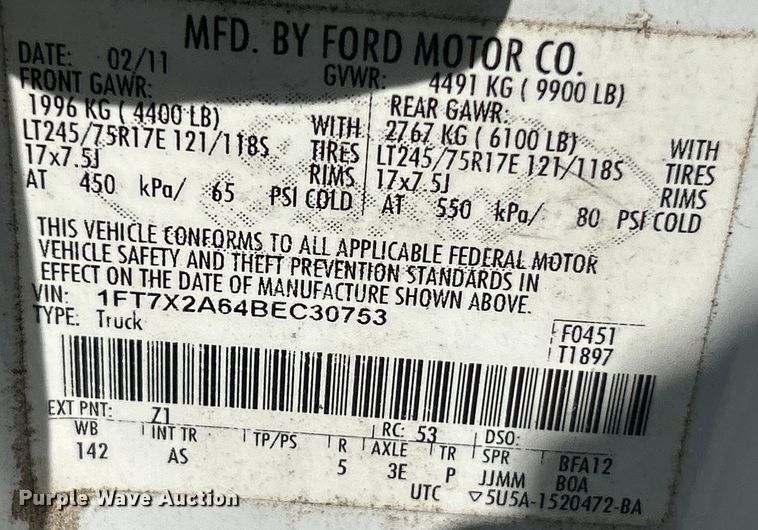 image for item NL9635 2011 Ford F250 Super Duty XL  SuperCab pickup truck