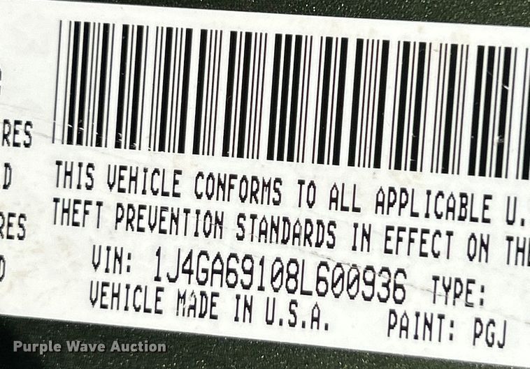 image for item NL9646 2008 Jeep Wrangler SUV