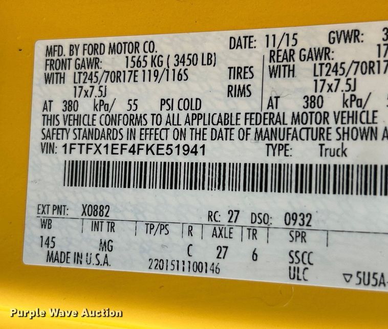 image for item NL9649 2015 Ford F150 XLT SuperCab pickup truck