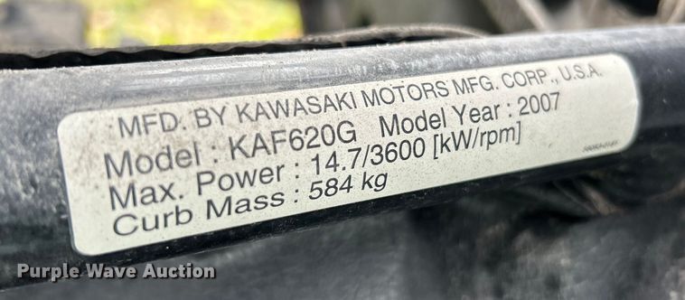 image for item NL9652 2007 Kawasaki  Mule 3000 utility vehicle