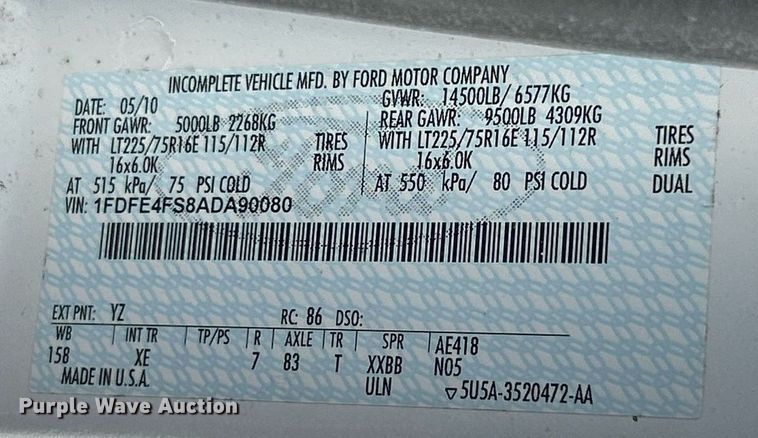 image for item NL9658 2010 Ford E450 shuttle bus