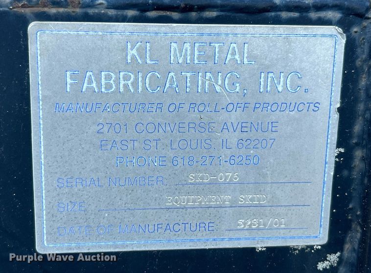 image for item NL9671 2001 KL Metal Fabricating, Inc.  hook lift flatbed
