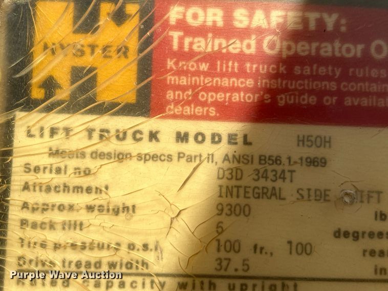 image for item NL9681 Hyster H50H  forklift