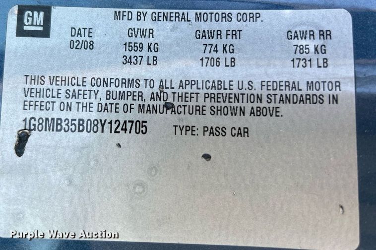 image for item NL9699 2008 Saturn Sky  Convertible