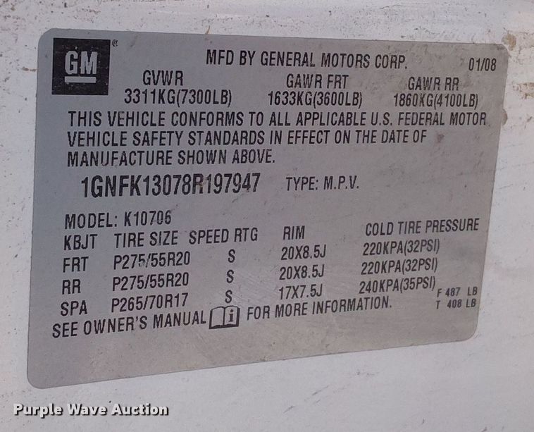 image for item NP9534 2008 Chevrolet  Tahoe LTZ SUV