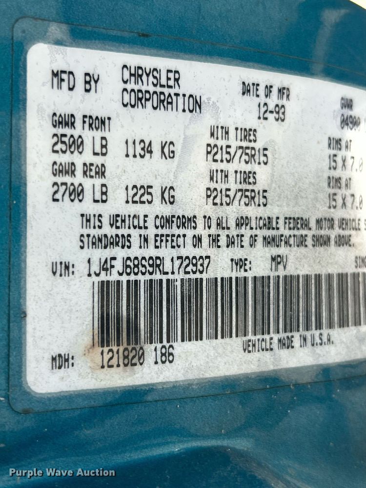 image for item NQ9790 1994 Jeep Cherokee Sport  SUV