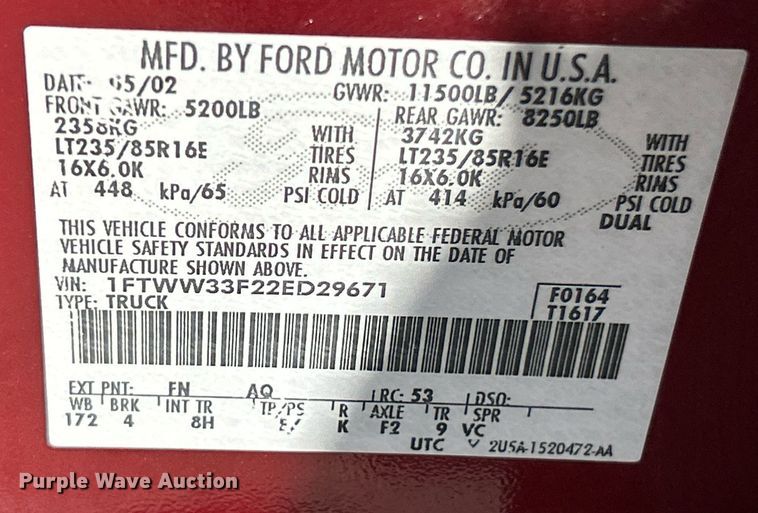 image for item NQ9791 2002 Ford  F350 Super Duty Crew Cab pickup truck