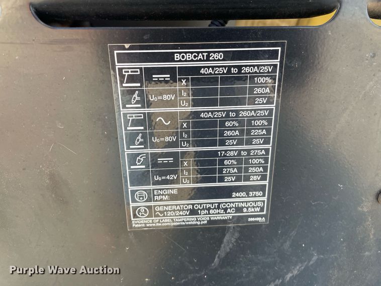 image for item NX9752 Miller Bobcat 260  welder/generator