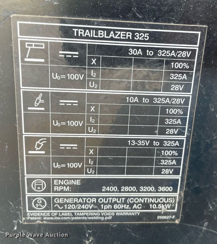 image for item NX9754 Miller Trailblazer 325  welder/generator
