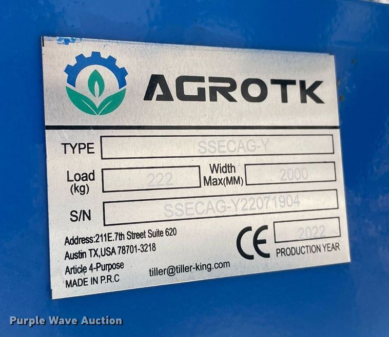 image for item NY9815 2022 AGT SSECAGY  skid steer auger