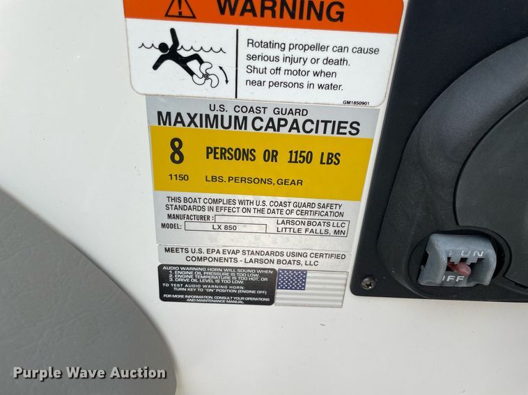 image for item NY9820 2011 Larson LX850 boat