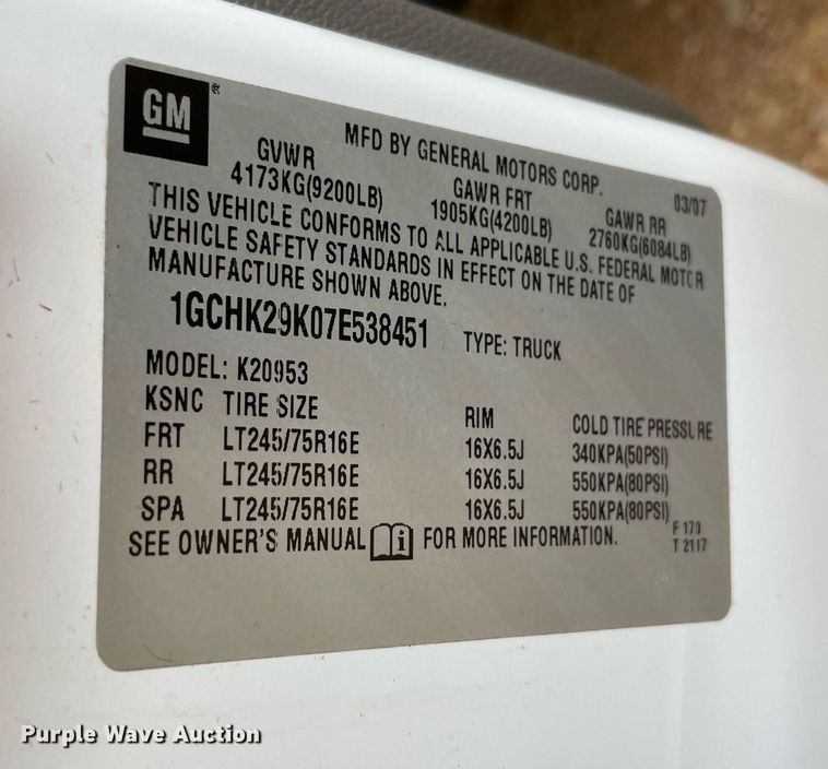 image for item NY9838 2007 Chevrolet 2500HD  bale bed pickup truck