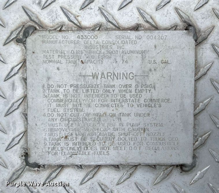 image for item NY9840 Delta Consolidated Industries 433000  Auxiliary Fuel Tank