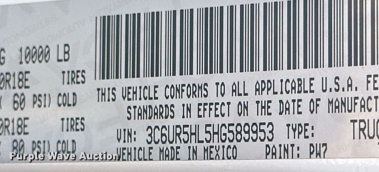 image for item OC9458 2017 Dodge Ram 2500HD  Crew Cab pickup truck
