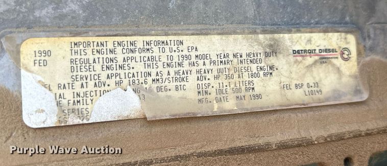 image for item OC9459 1990 Ford AeroMax L9000 crane truck