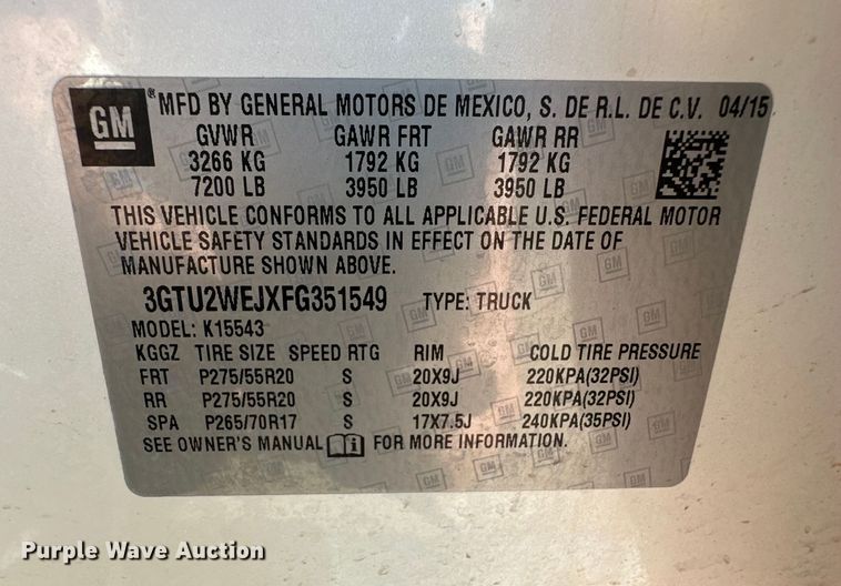 image for item OC9495 2015 GMC  Sierra 1500 Denali  Crew Cab pickup truck