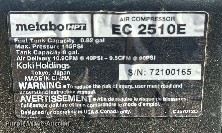 image for item OC9522 Metabo EC2510E  air compressor