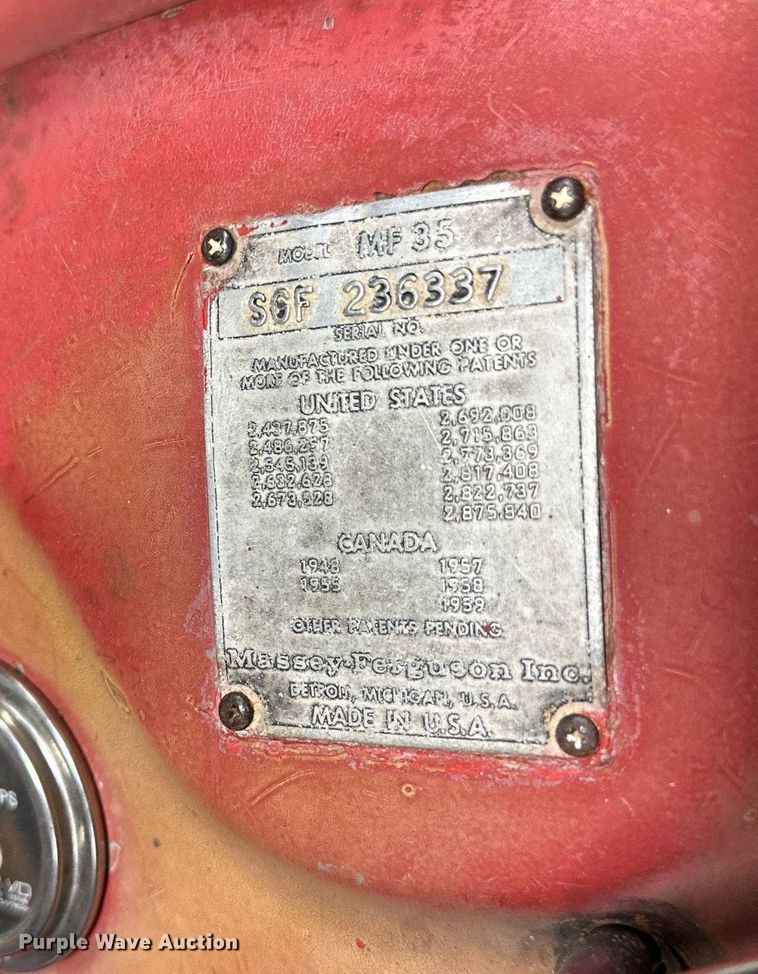 image for item OF9029 1963 Massey Ferguson 35 Special  tractor