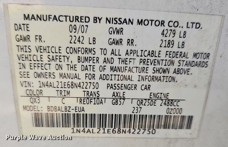 image for item OG9406 2008 Nissan Altima
