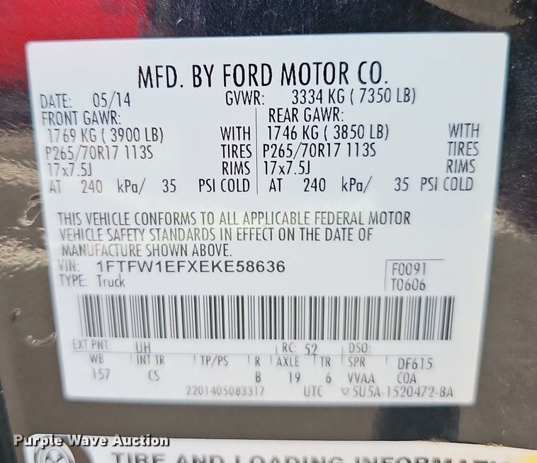 image for item OG9414 2014 Ford F150  SuperCrew pickup truck