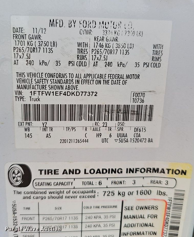 image for item OG9416 2013 Ford F150  SuperCrew pickup truck