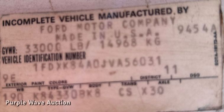 image for item DJ6308 1988 Ford F700  tank truck