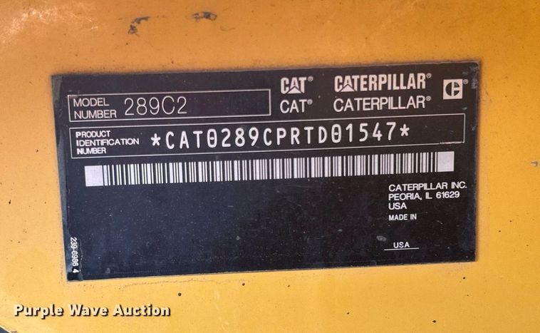 image for item DJ6317 2013 Caterpillar 289C2  tracked skid steer loader