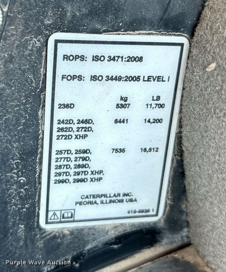 image for item DJ6318 2015 Caterpillar 299D  tracked skid steer loader