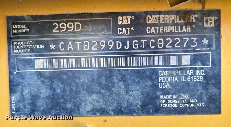 image for item DJ6318 2015 Caterpillar 299D  tracked skid steer loader