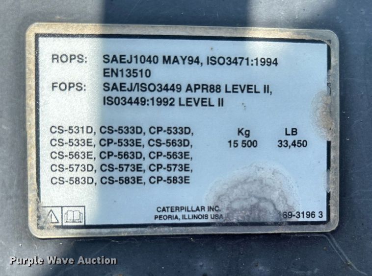 image for item DJ6319 2006 Caterpillar CS-563E  single drum roller