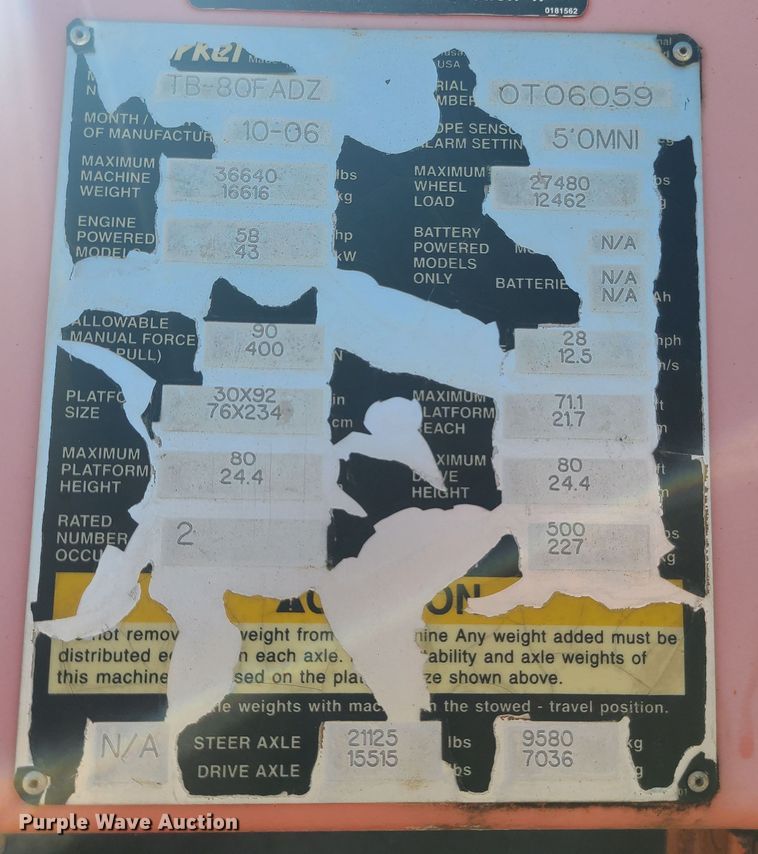 image for item DK4085 Snorkel TB 80FADZ  boom lift