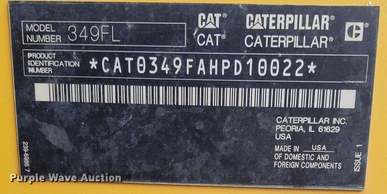 image for item DK8774 2017 Caterpillar 349FL  excavator