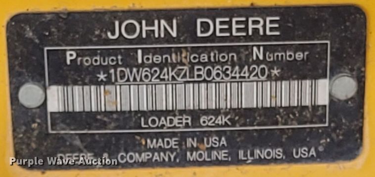 image for item DK8775 2011 John Deere 624K  wheel loader