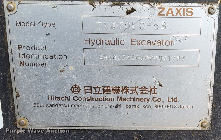 image for item DK8778 2013 Hitachi ZX470LC-5B  excavator