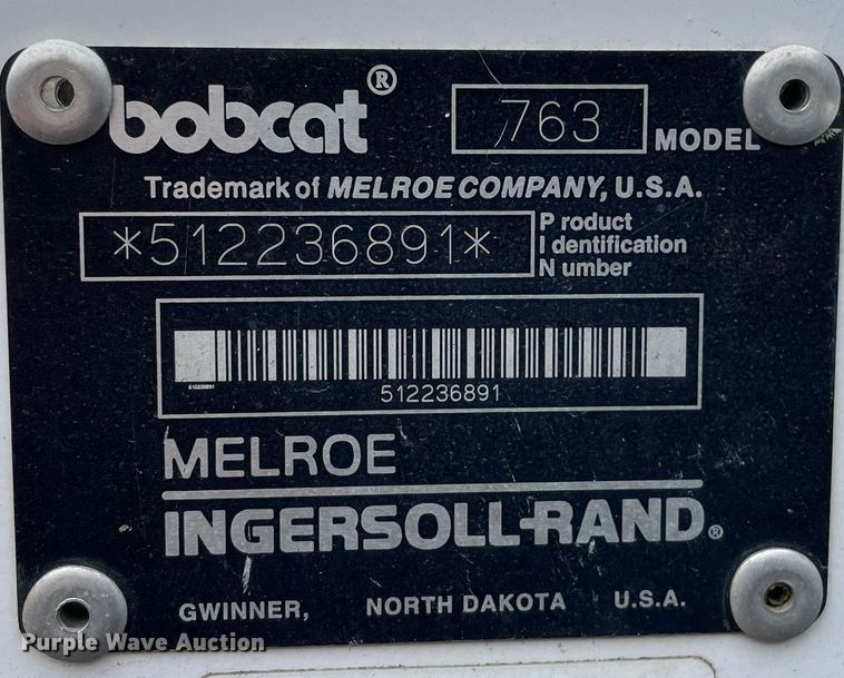 image for item DL3968 1999 Bobcat 763  skid steer loader