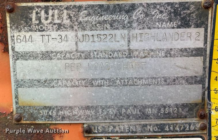 image for item DL3971 Lull 644 Highlander II  telehandler