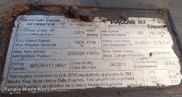 image for item DN8720 2012 Kenworth T800  dump truck