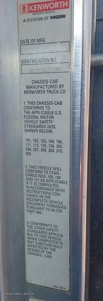 image for item DN8720 2012 Kenworth T800  dump truck