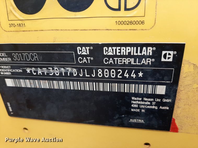 image for item DO3155 2014 Caterpillar 301.7D CR  mini excavator
