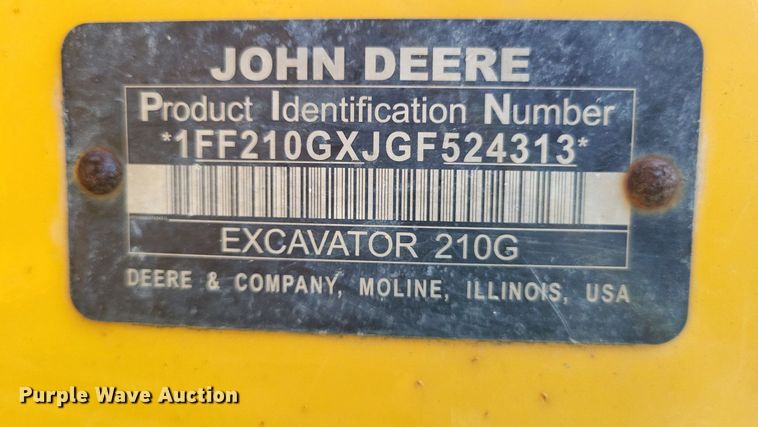 image for item DP5251 2017 John Deere 210G LC  excavator
